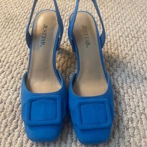 JustFab Vibrant Blue Slingback Heels